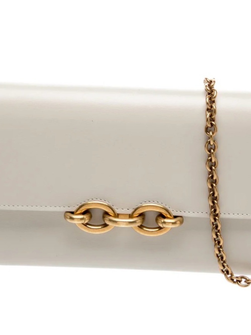 Saint Laurent Cream Leather Crossbody with Gold Chain
